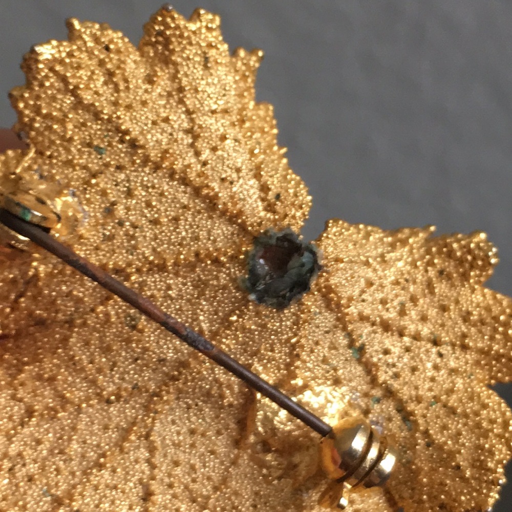C.70s 24k Gold Dipped Real Leaf Brooch - image 6
